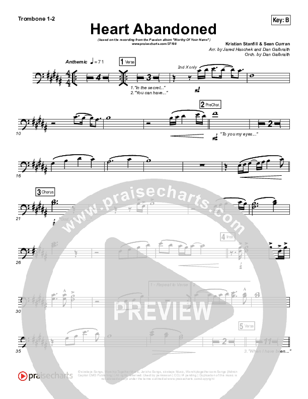 Heart Abandoned Trombone 1/2 (Passion / Kristian Stanfill)