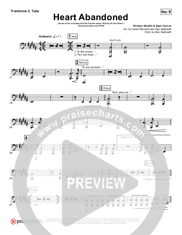 Heart Abandoned Trombone 3/Tuba (Passion / Kristian Stanfill)