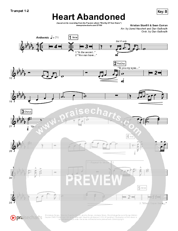 Heart Abandoned Trumpet 1,2 (Passion / Kristian Stanfill)