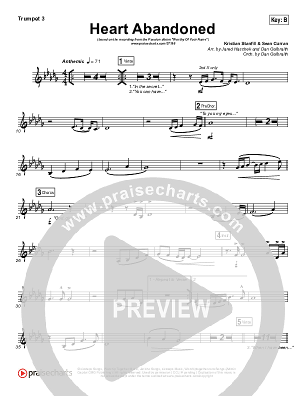 Heart Abandoned Trumpet 3 (Passion / Kristian Stanfill)