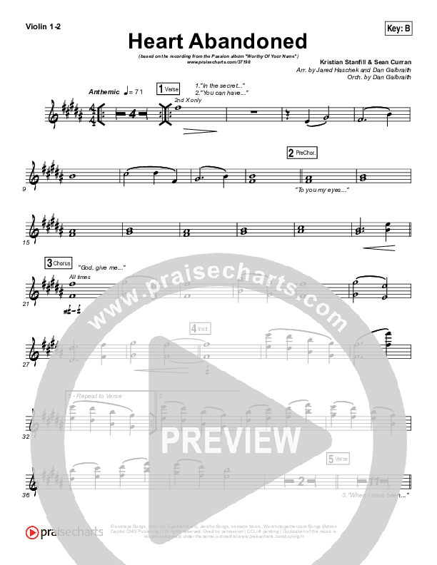 Heart Abandoned Violin 1/2 (Passion / Kristian Stanfill)