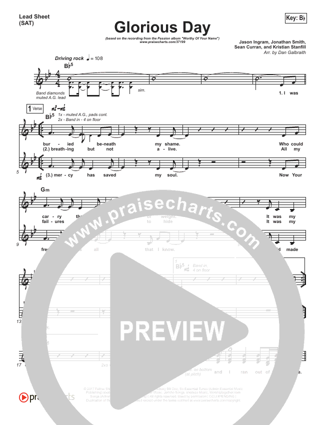 Glorious Day Chord Chart