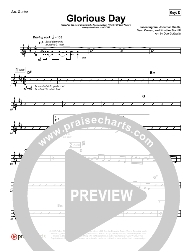 Glorious Day Chord Chart