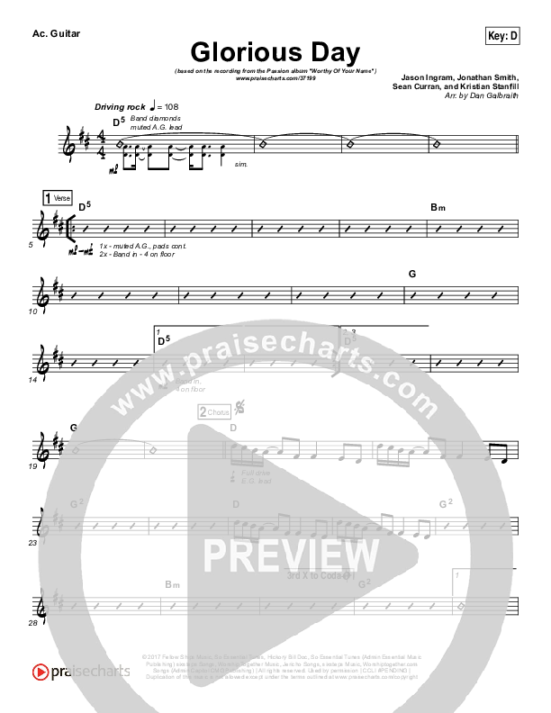 Glorious Day Rhythm Chart (Passion / Kristian Stanfill)