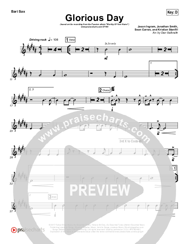 Glorious Day Bari Sax (Passion / Kristian Stanfill)