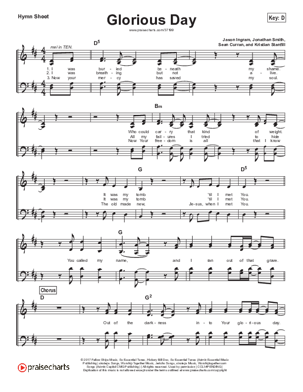 Glorious Day Hymn Sheet (SATB) (Passion / Kristian Stanfill)