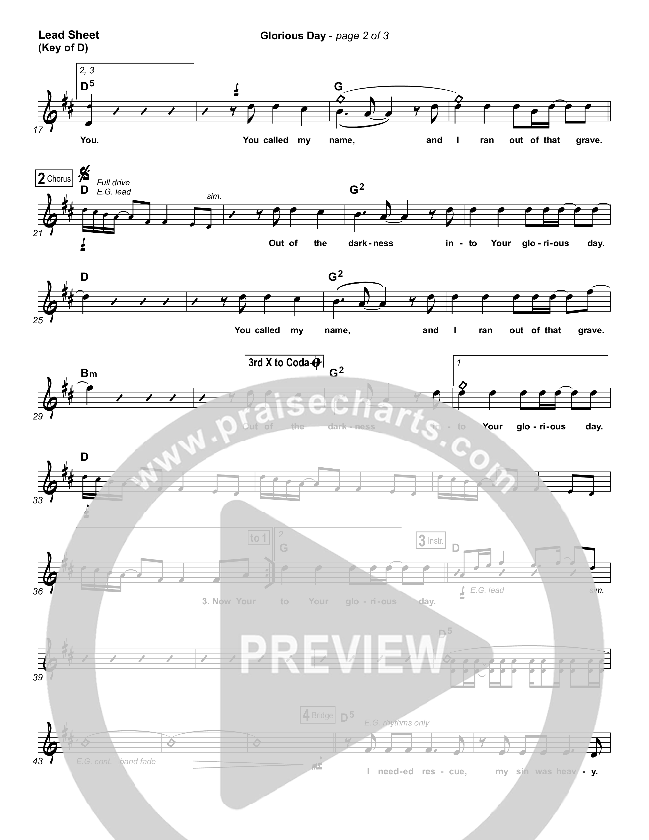 Glorious Day Lead Sheet (Melody) (Passion / Kristian Stanfill)