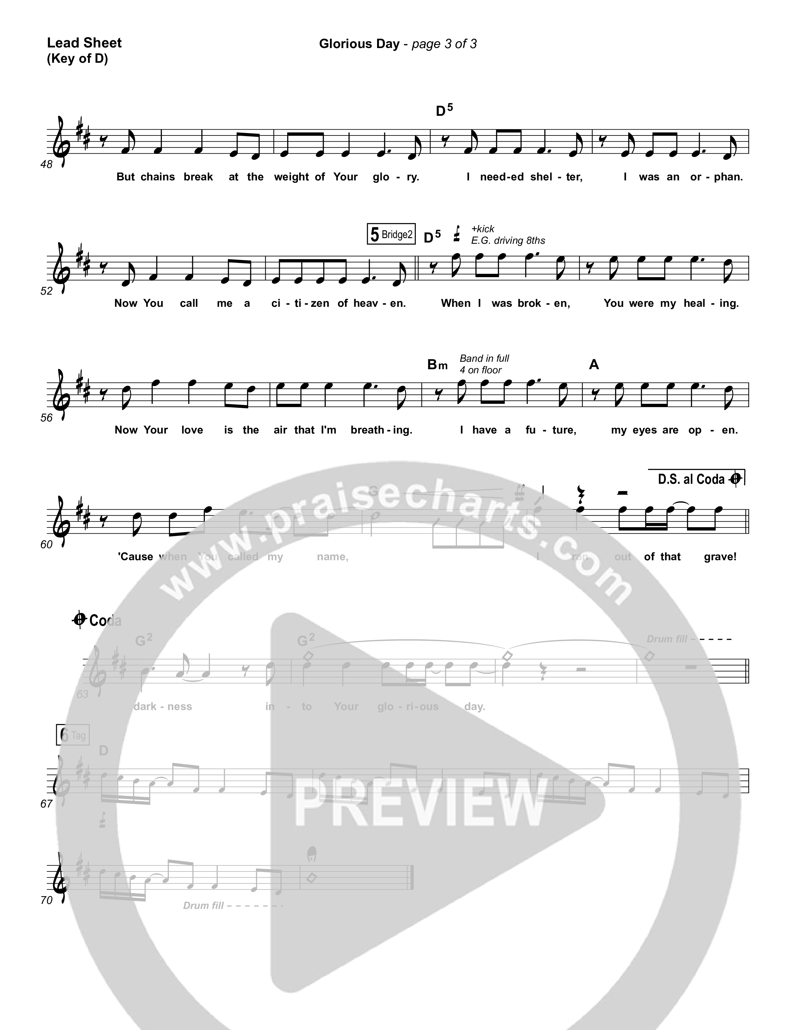 Glorious Day Lead Sheet (Melody) (Passion / Kristian Stanfill)