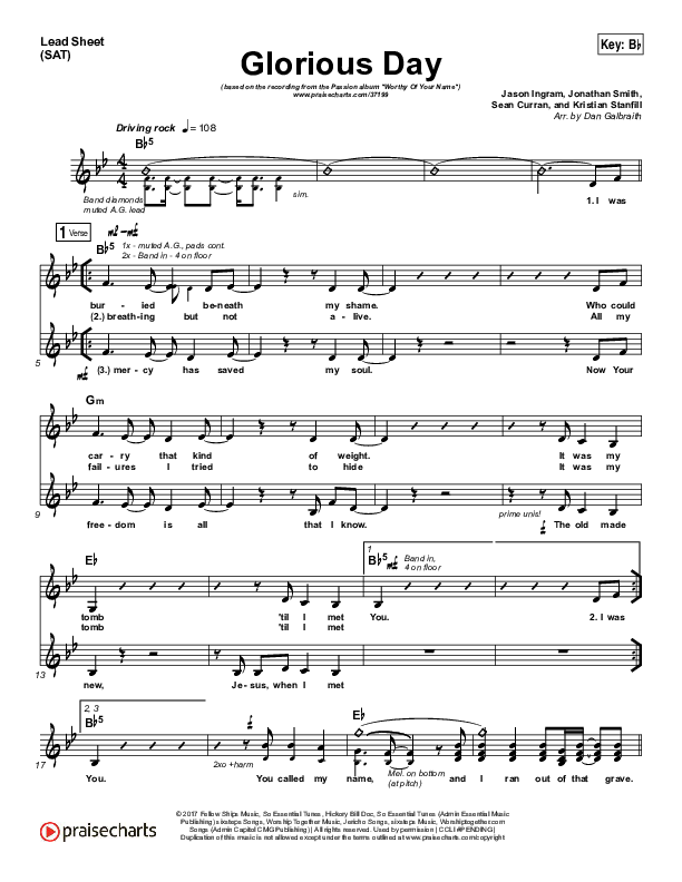 Glorious Day Lead Sheet (SAT) (Passion / Kristian Stanfill)