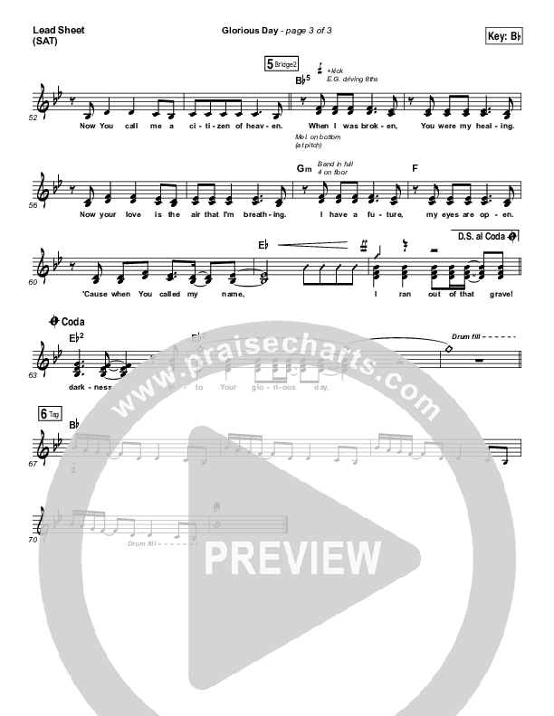 Glorious Day Lead Sheet (SAT) (Passion / Kristian Stanfill)