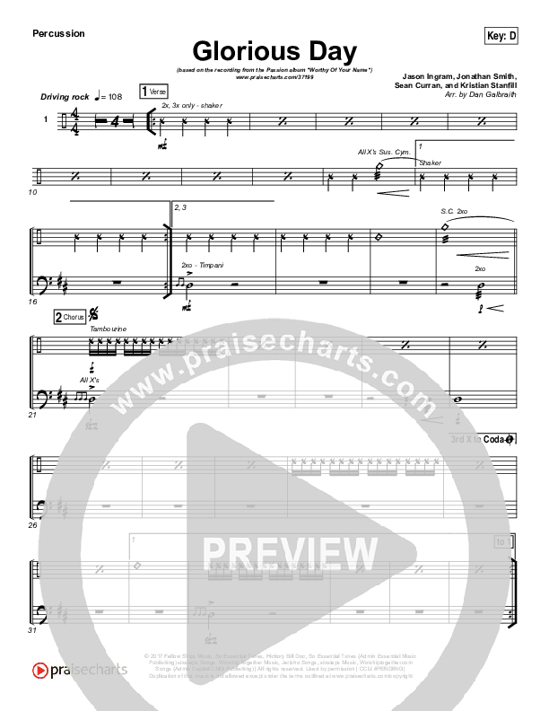 Glorious Day Percussion (Passion / Kristian Stanfill)