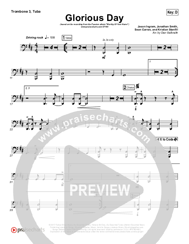 Glorious Day Trombone 3/Tuba (Passion / Kristian Stanfill)