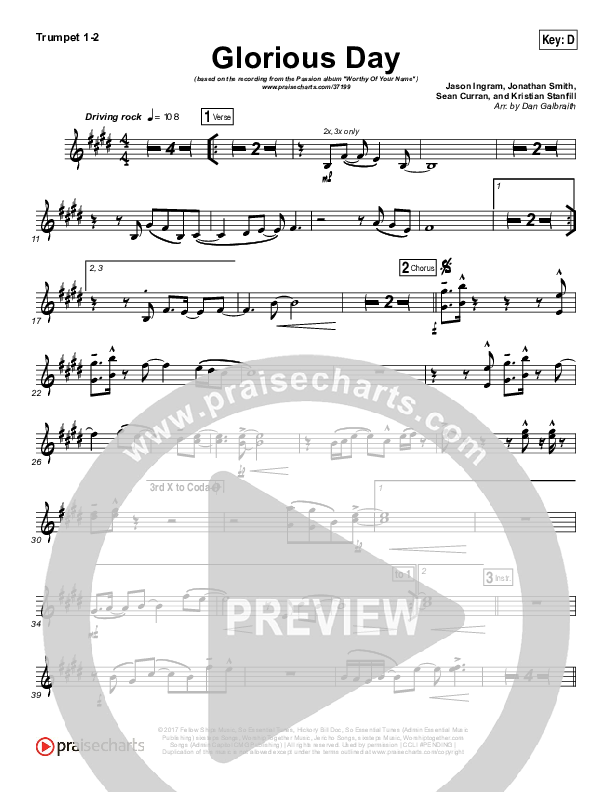 Glorious Day Trumpet 1,2 (Passion / Kristian Stanfill)