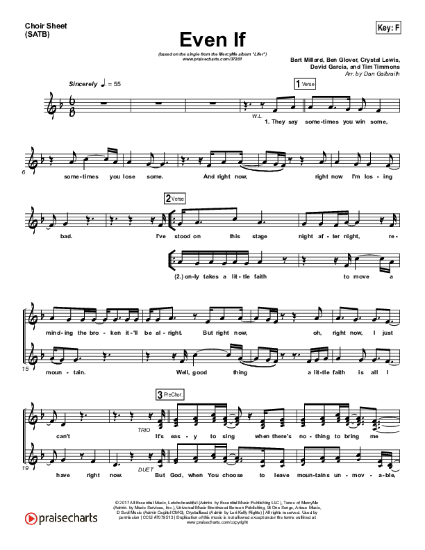 Even If Choir Sheet (SATB) (MercyMe)