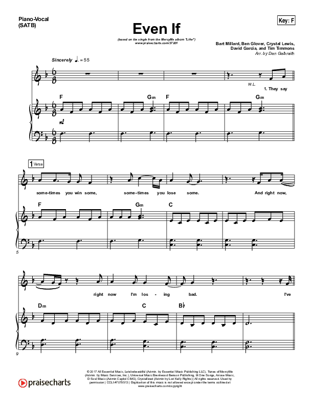 Even If Piano/Vocal (SATB) (MercyMe)