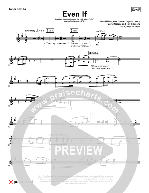 Even If Tenor Sax 1/2 (MercyMe)