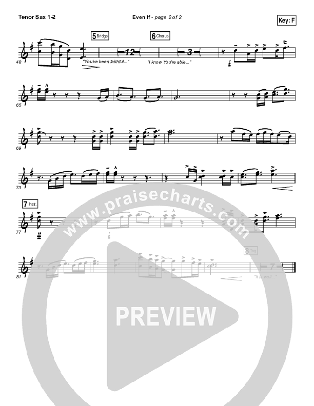 Even If Tenor Sax 1/2 (MercyMe)