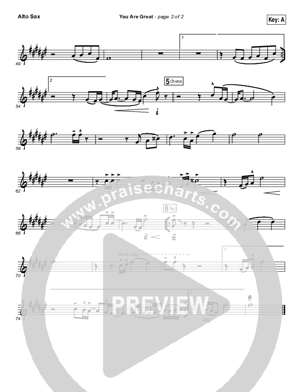 You Are Great Alto Sax (Darlene Zschech)