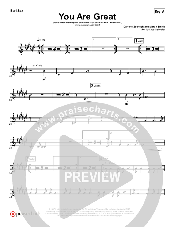 You Are Great Bari Sax (Darlene Zschech)