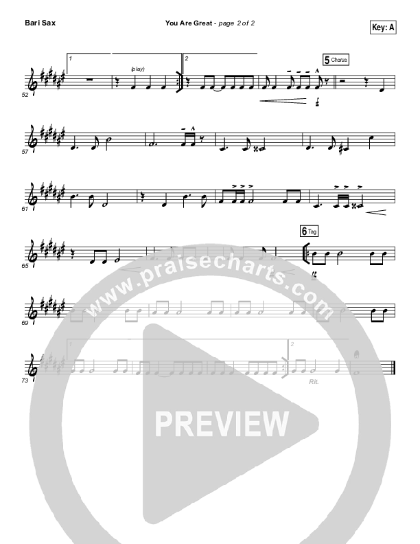 You Are Great Bari Sax (Darlene Zschech)