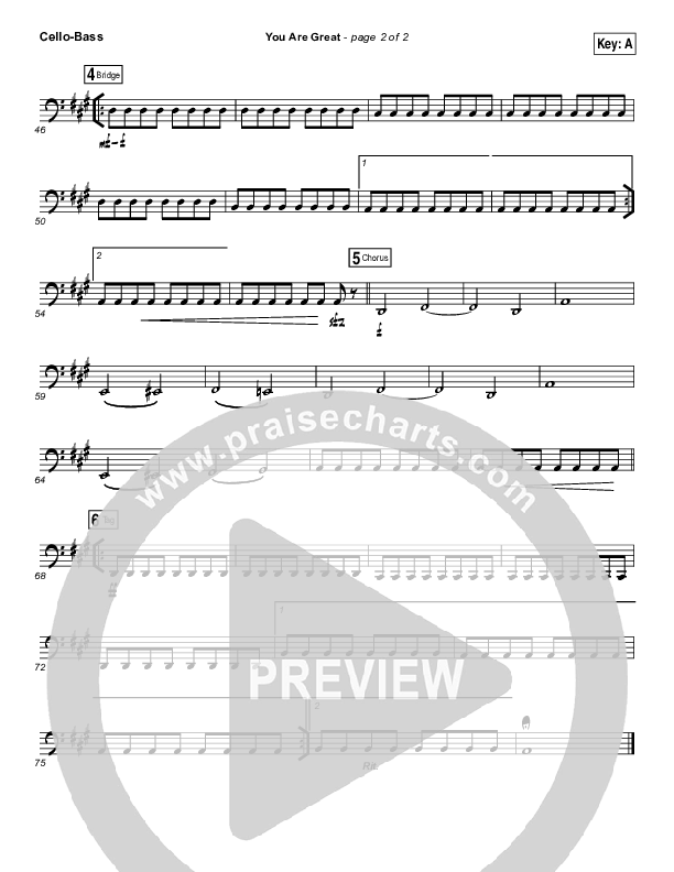 You Are Great Cello/Bass (Darlene Zschech)