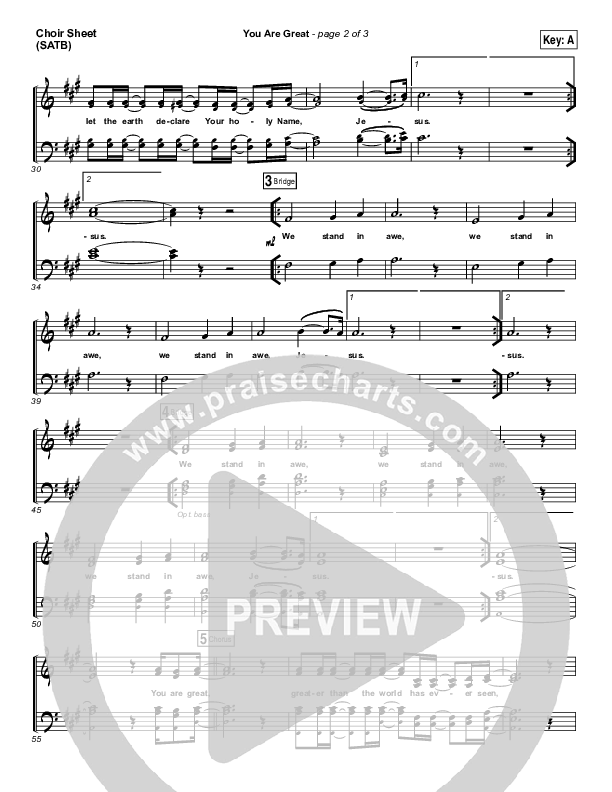 You Are Great Choir Vocals (SATB) (Darlene Zschech)