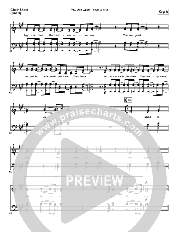 You Are Great Choir Vocals (SATB) (Darlene Zschech)