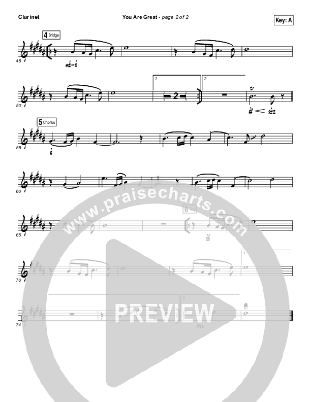 You Are Great Clarinet (Darlene Zschech)