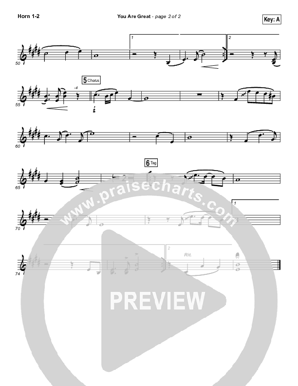 You Are Great French Horn 1/2 (Darlene Zschech)