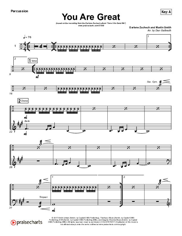 You Are Great Percussion (Darlene Zschech)