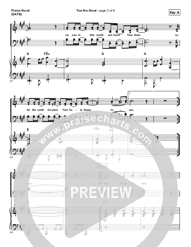 You Are Great Piano/Vocal & Lead (Darlene Zschech)