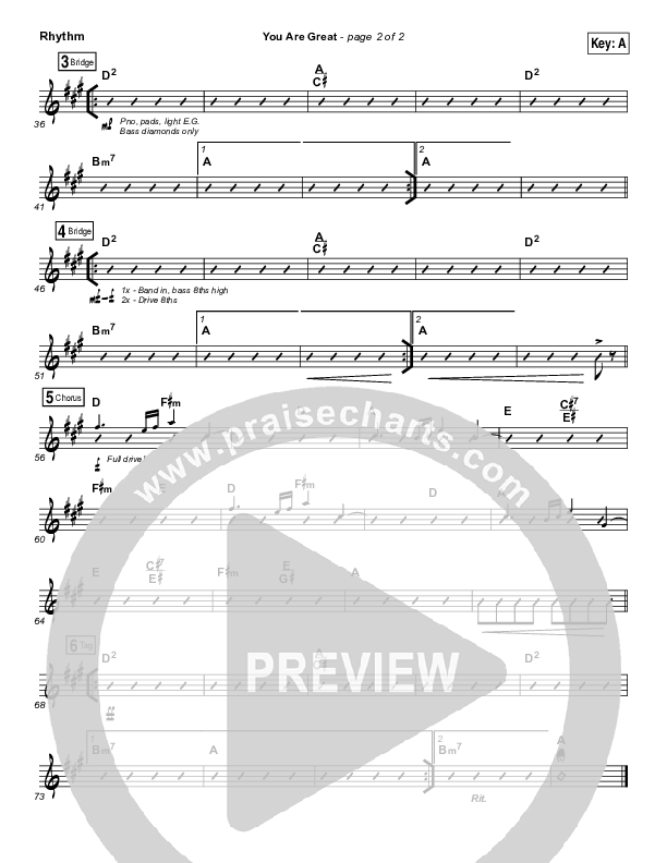 You Are Great Rhythm Chart (Darlene Zschech)