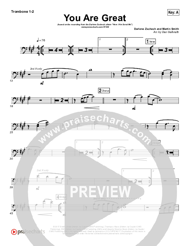 You Are Great Trombone 1/2 (Darlene Zschech)