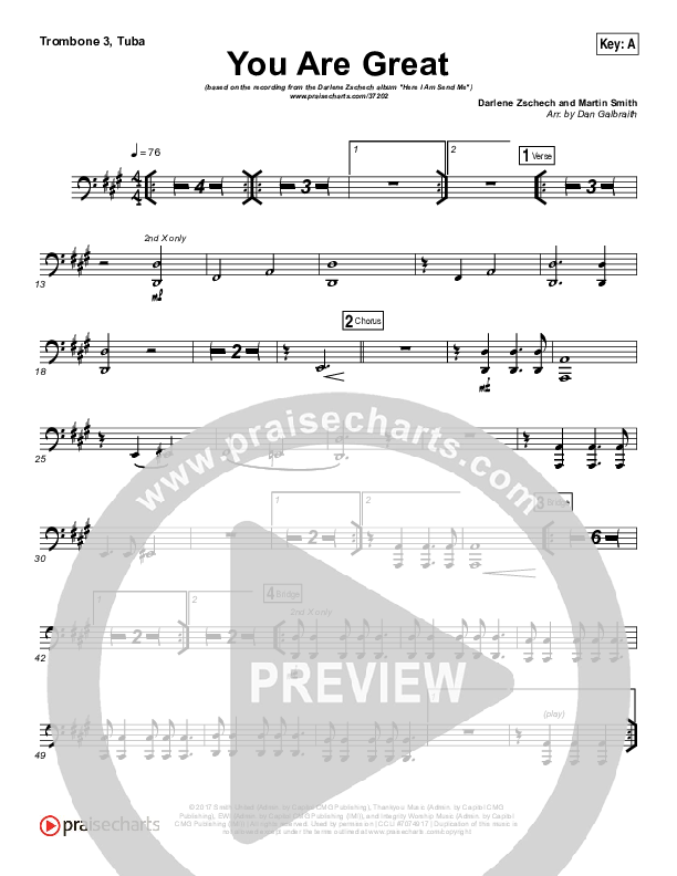 You Are Great Trombone 3/Tuba (Darlene Zschech)