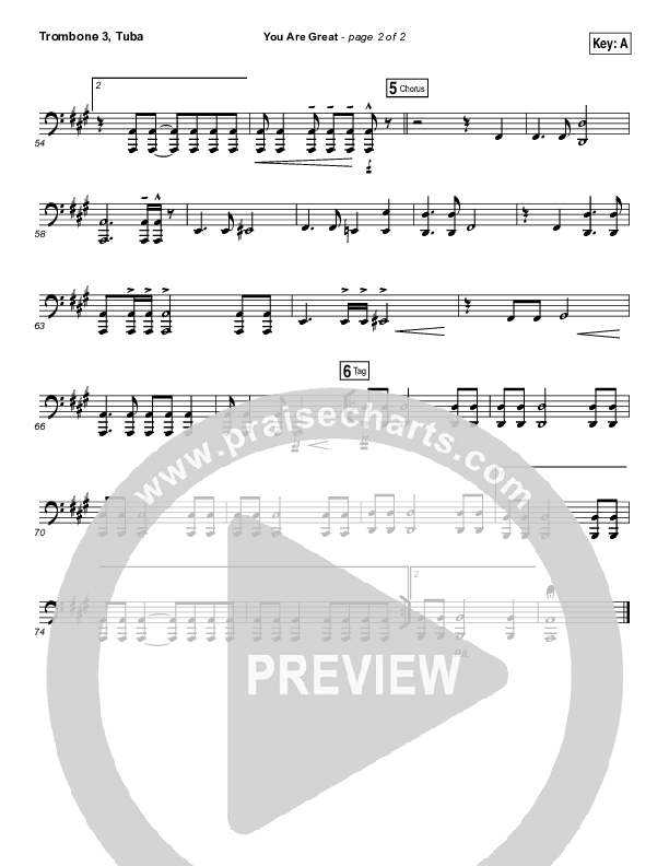 You Are Great Trombone 3/Tuba (Darlene Zschech)