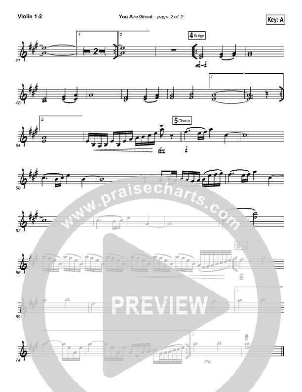 You Are Great Violin 1/2 (Darlene Zschech)