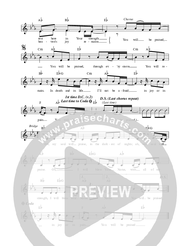 You Will Be Praised Lead Sheet (Darlene Zschech / Amanda Batterham)