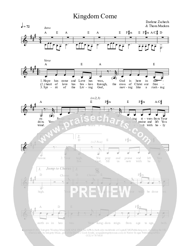 Kingdom Come Lead Sheet (Darlene Zschech / Thomas Mak)