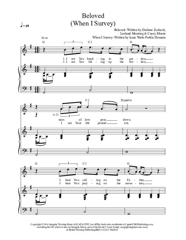 Beloved (When I Survey) Piano/Vocal (Darlene Zschech / Pati Telea)