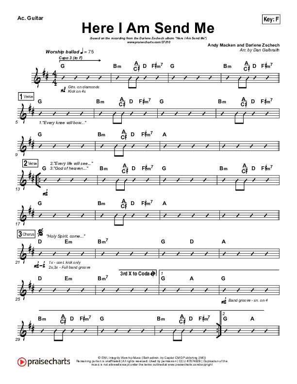 Here I Am Send Me Acoustic Guitar (Darlene Zschech)