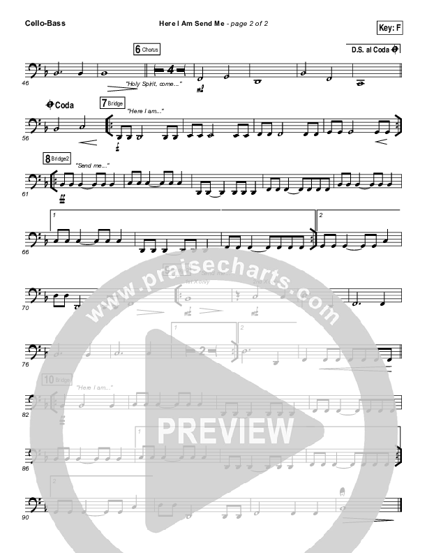 Here I Am Send Me Cello/Bass (Darlene Zschech)