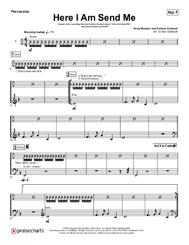 Here I Am Send Me Percussion (Darlene Zschech)