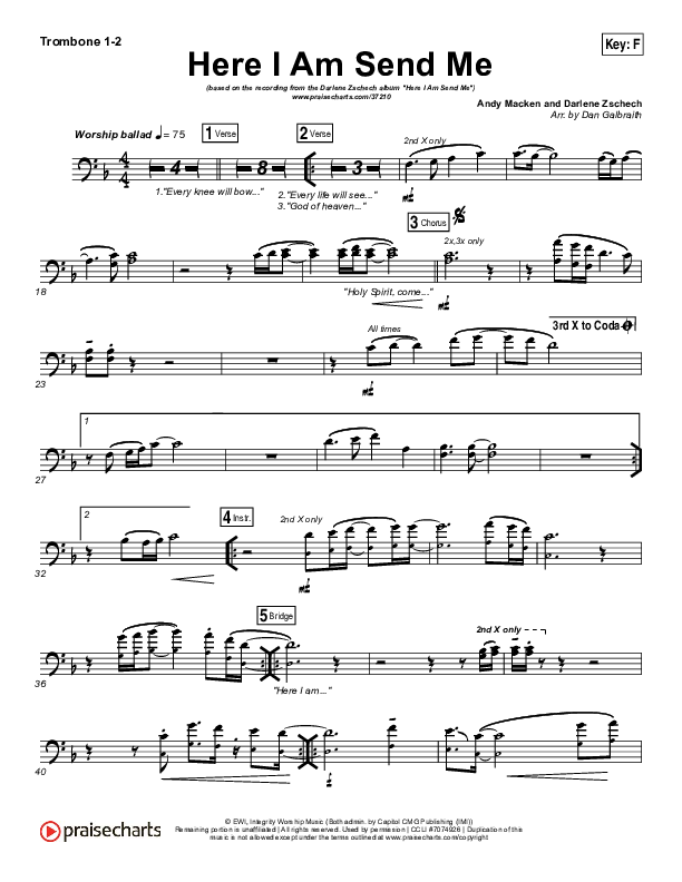 Here I Am Send Me Trombone 1/2 (Darlene Zschech)