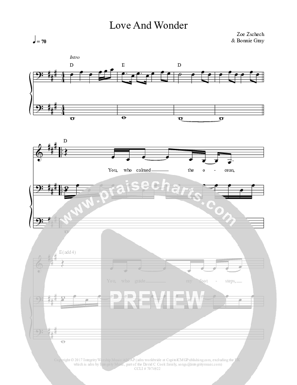 Love And Wonder Piano/Vocal (Darlene Zschech / Zoe Zschech / Sara Potts)