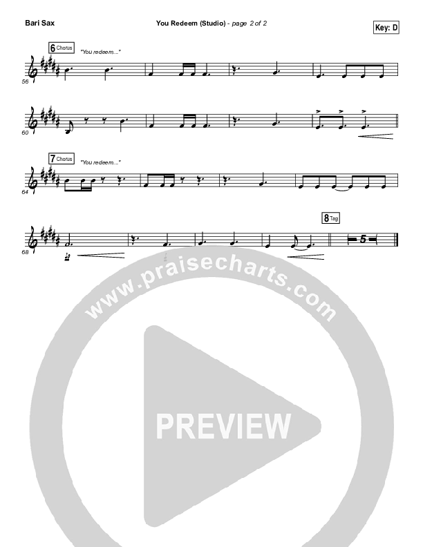 You Redeem (Studio) Bari Sax (Aaron Shust)