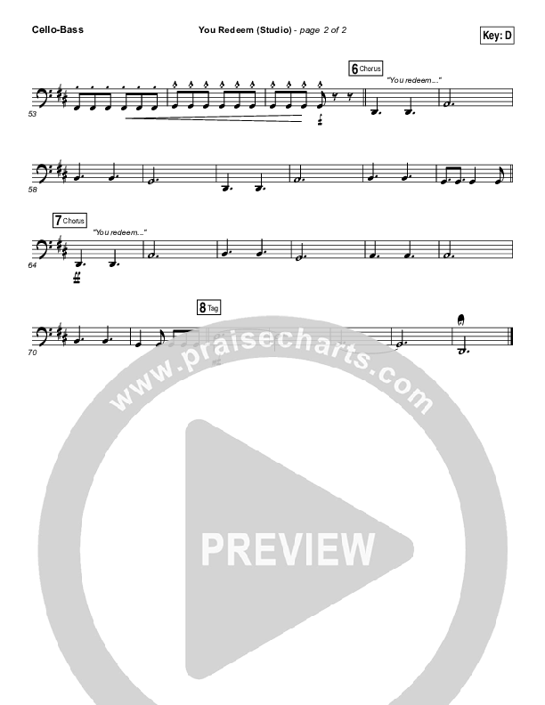 You Redeem (Studio) Cello/Bass (Aaron Shust)