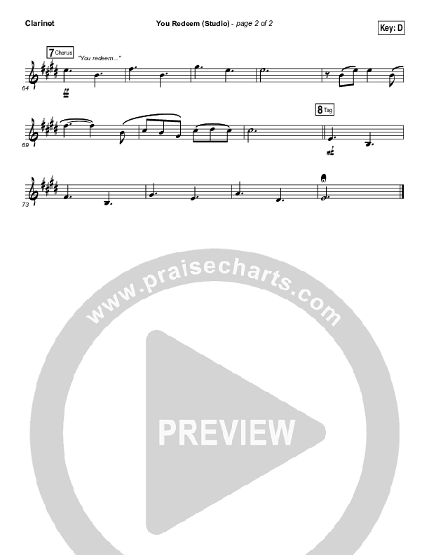 You Redeem (Studio) Clarinet (Aaron Shust)