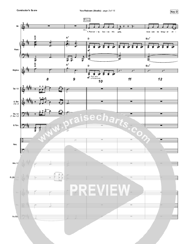 You Redeem (Studio) Conductor's Score (Aaron Shust)