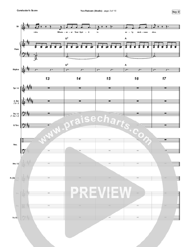You Redeem (Studio) Conductor's Score (Aaron Shust)