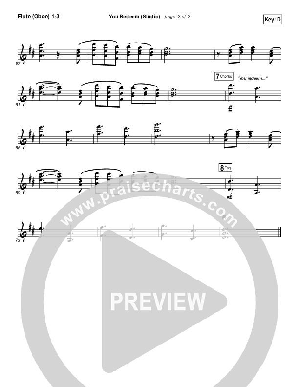 You Redeem (Studio) Flute/Oboe 1/2/3 (Aaron Shust)